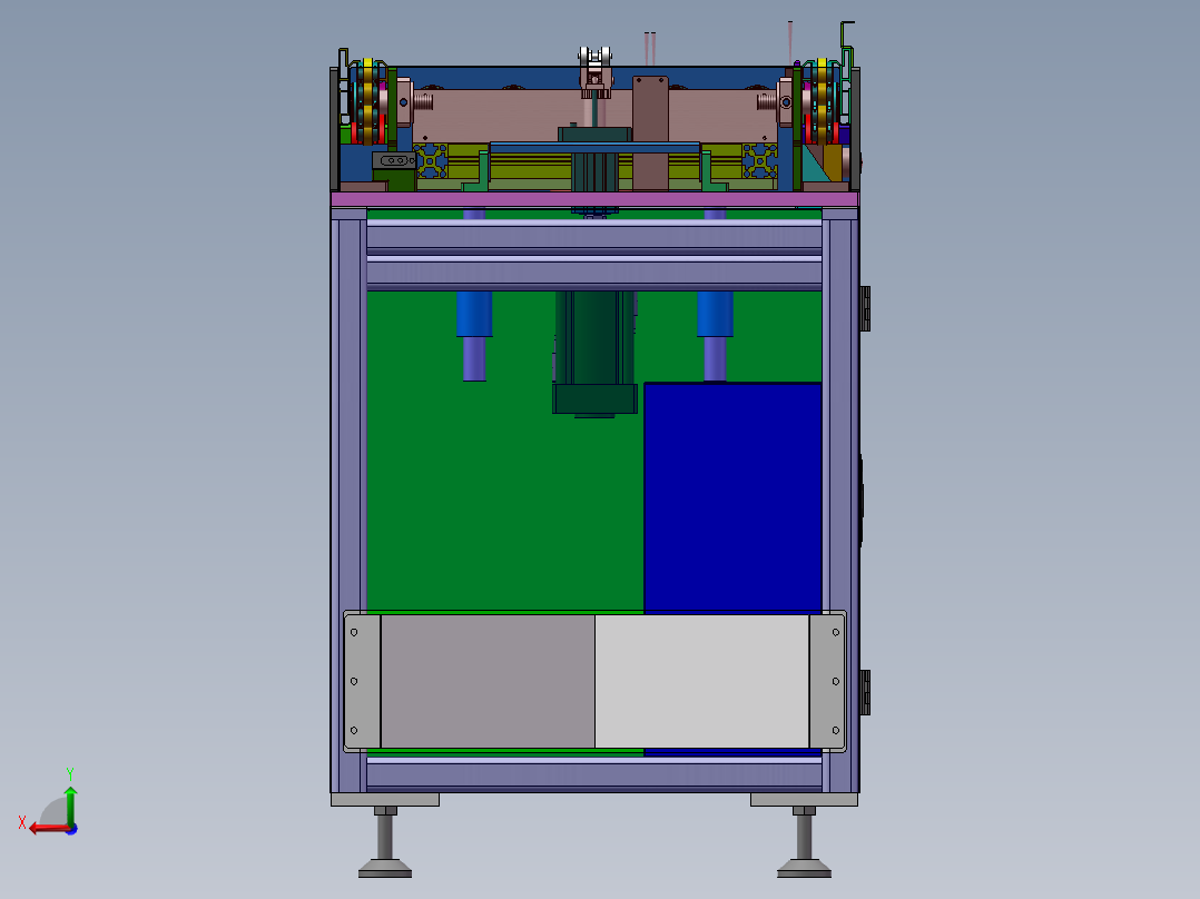 2.5倍速链滚轮十字传输机（sw17可编辑+工程图+bom）右视图