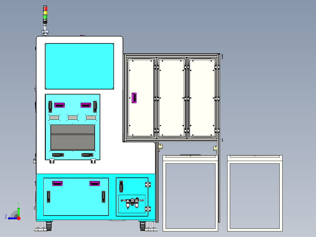 液晶屏三边胶UV固化设备step右视图