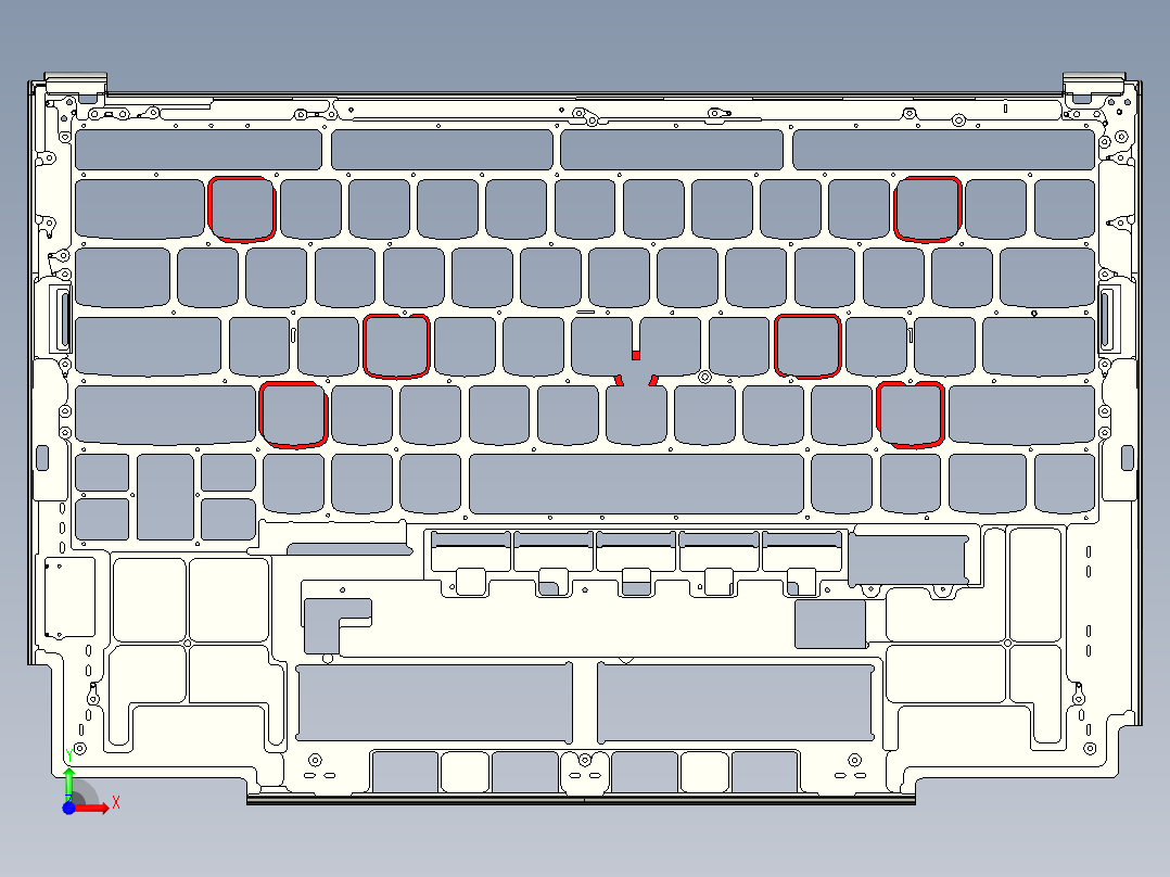 电脑键盘CNC铣挂点带程序模型前视图