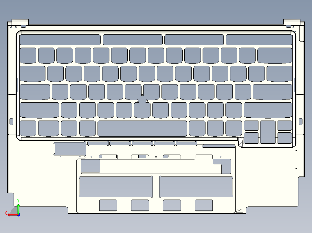 电脑键盘CNC铣挂点带程序模型后视图