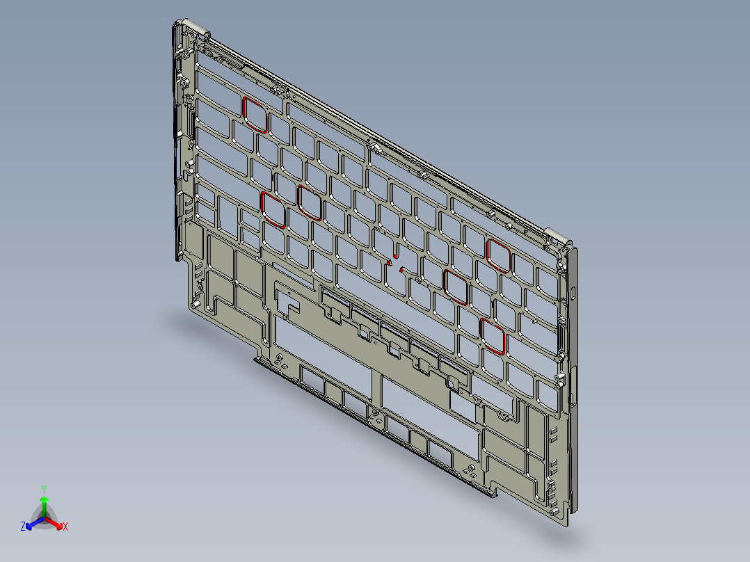 电脑键盘CNC铣挂点带程序模型正等轴测图