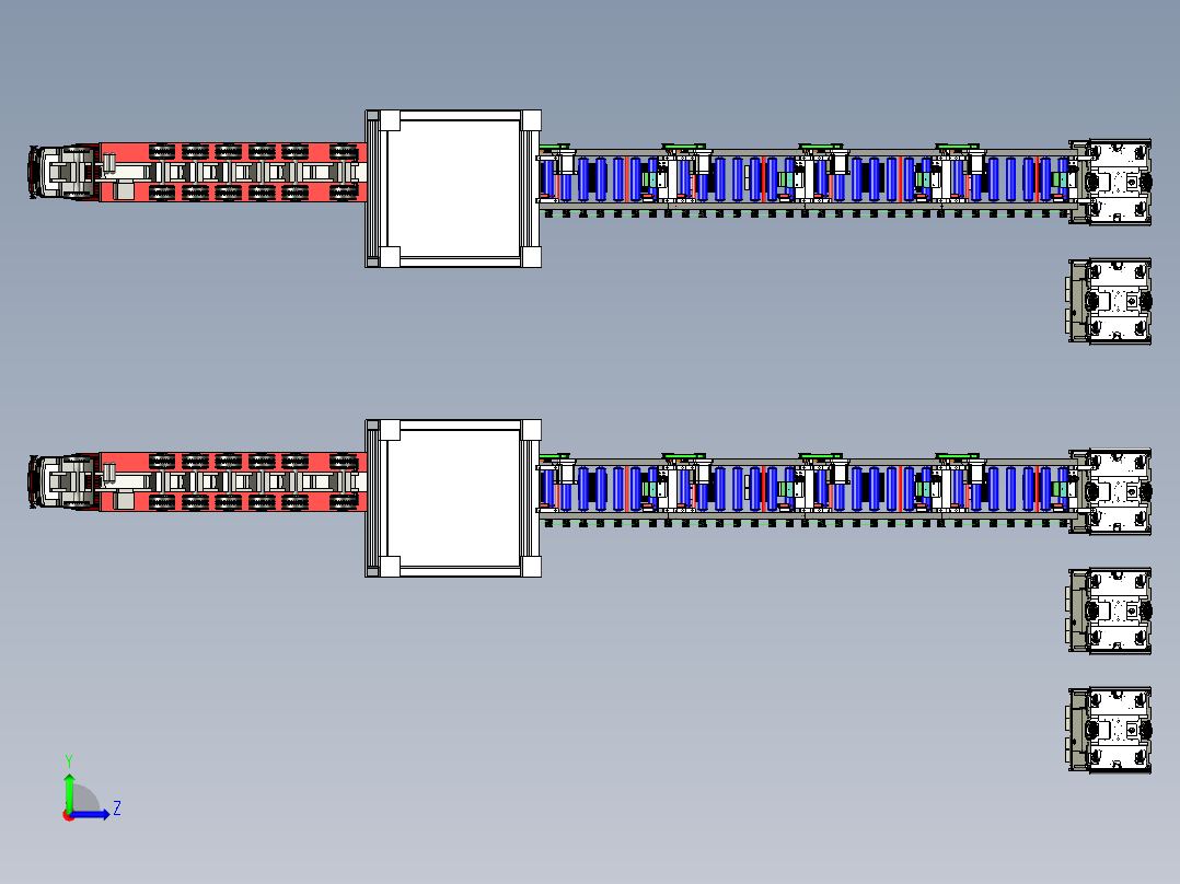 叉车AGV与滚筒AGV组合发货模拟左视图