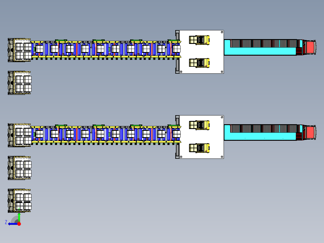 叉车AGV与滚筒AGV组合发货模拟右视图
