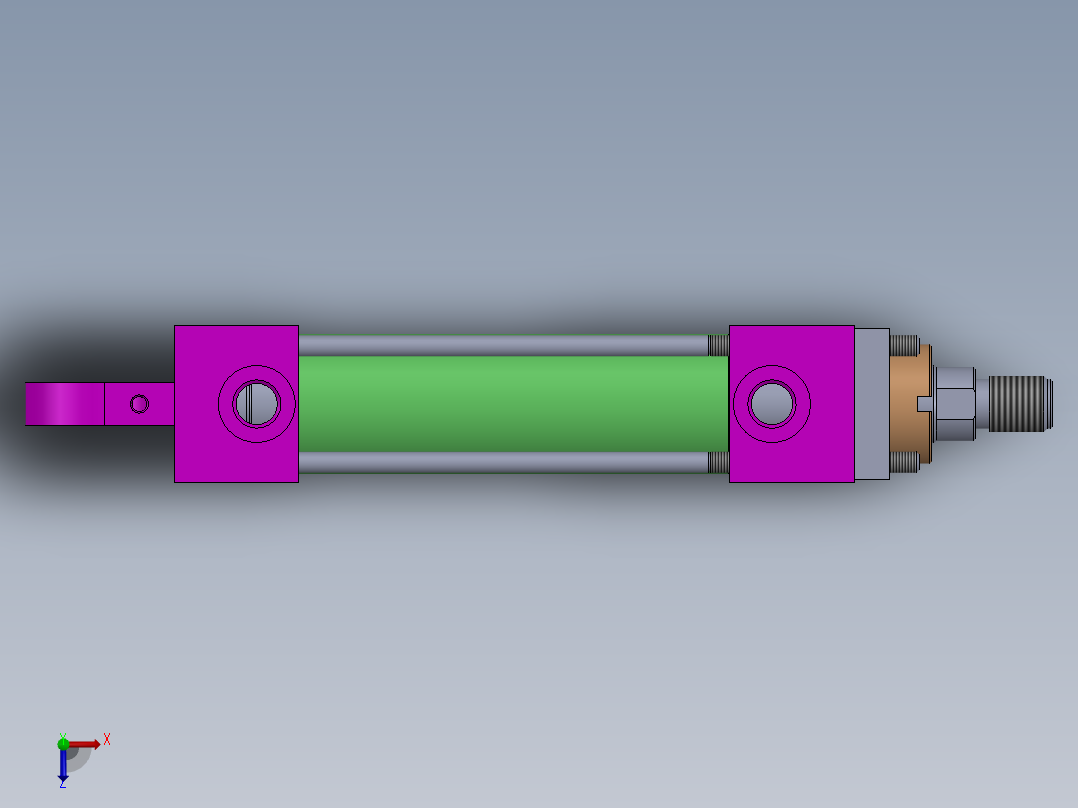 A0002567-横拉杆液压缸 32x22x101 毫米俯视图