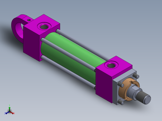 A0002567-横拉杆液压缸 32x22x101 毫米正等轴测缩略图