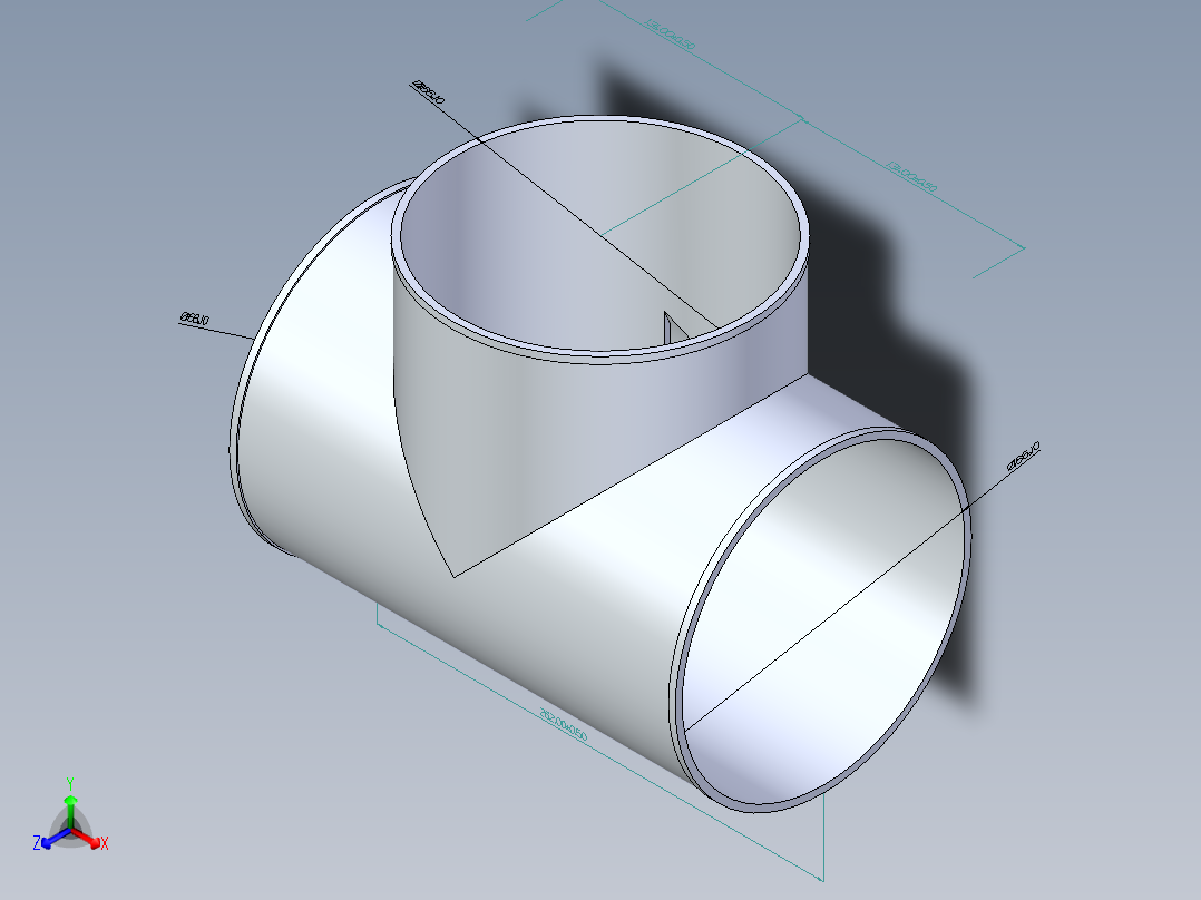 B3004338-三通带式等径 (BT)管接头正等轴测图