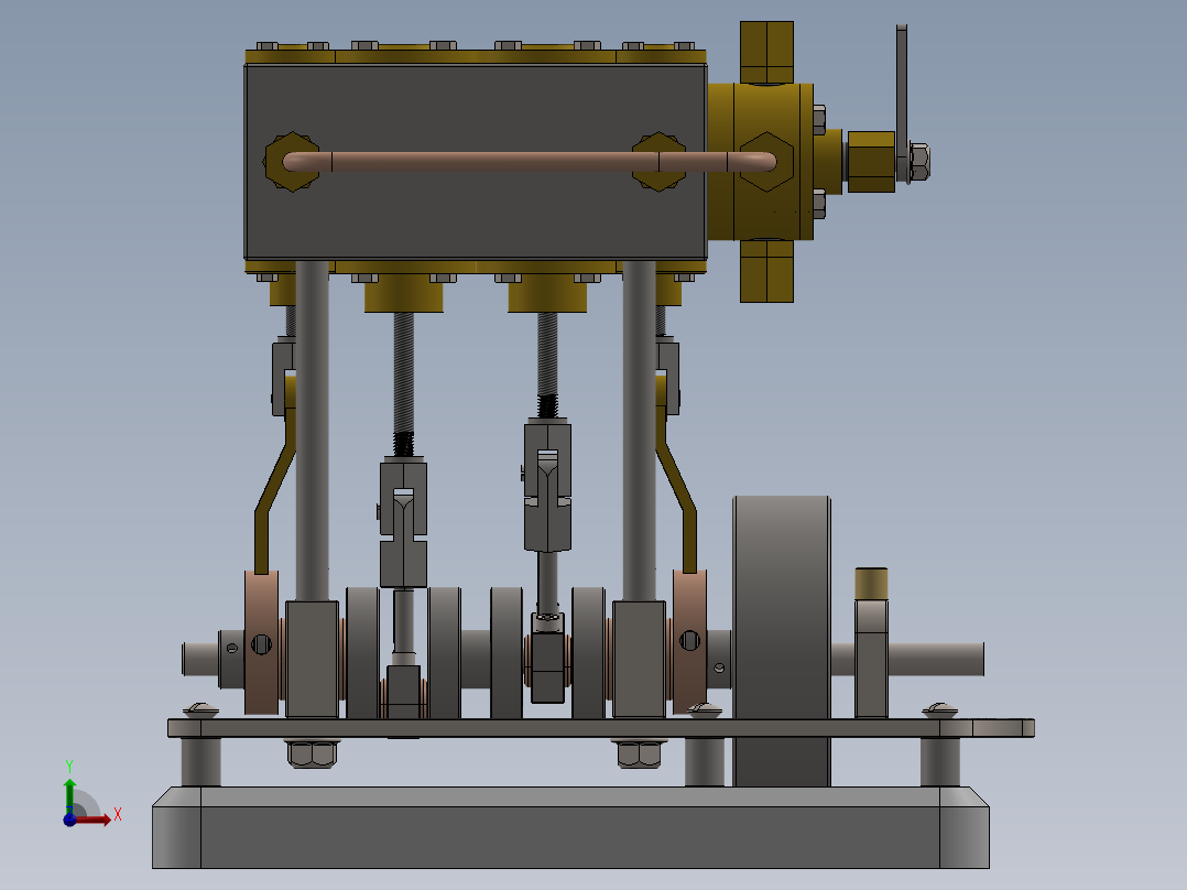 A0003124-2缸立式船用蒸汽机前视图