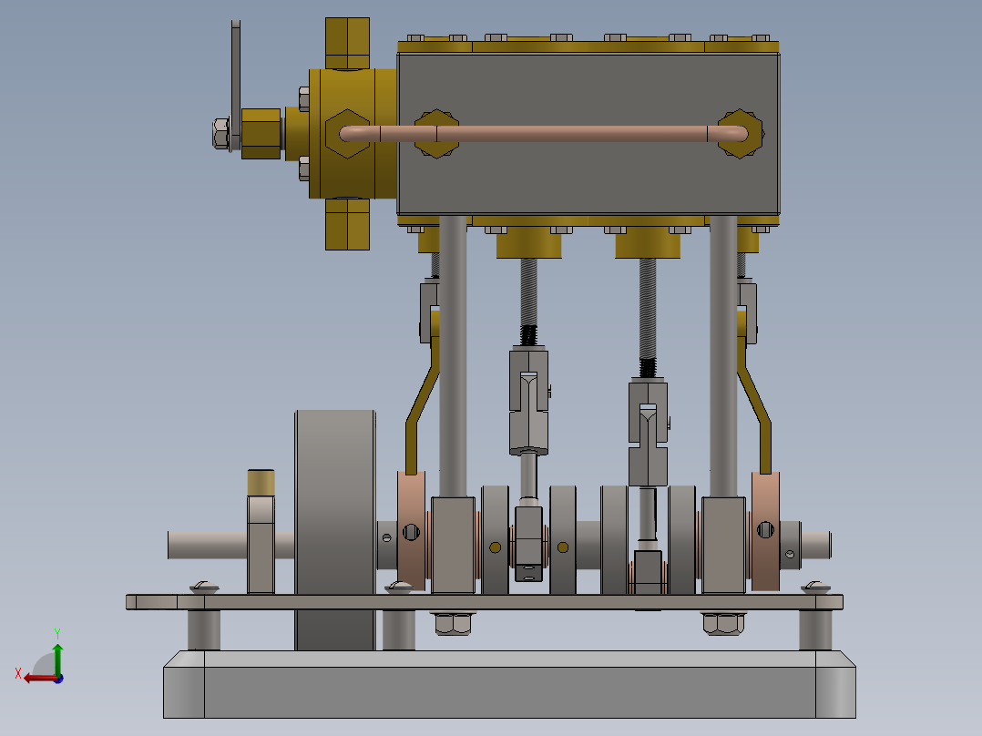 A0003124-2缸立式船用蒸汽机后视图