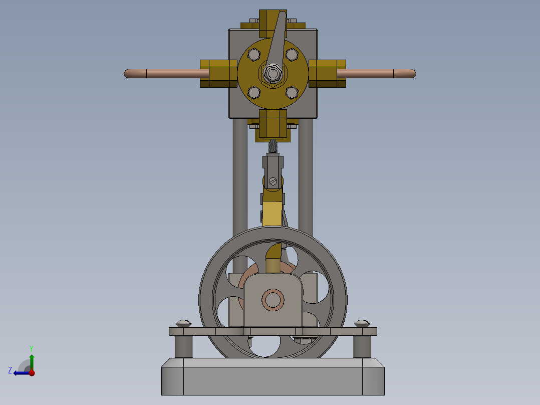 A0003124-2缸立式船用蒸汽机右视图