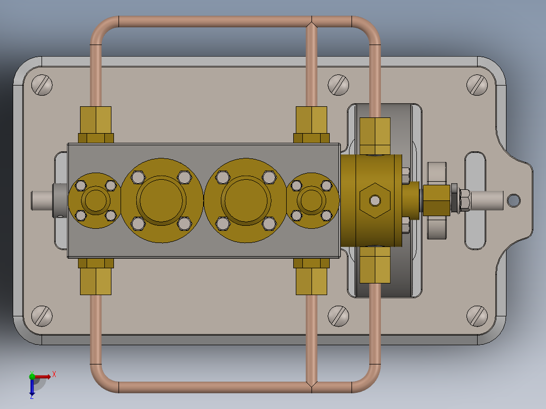 A0003124-2缸立式船用蒸汽机俯视图