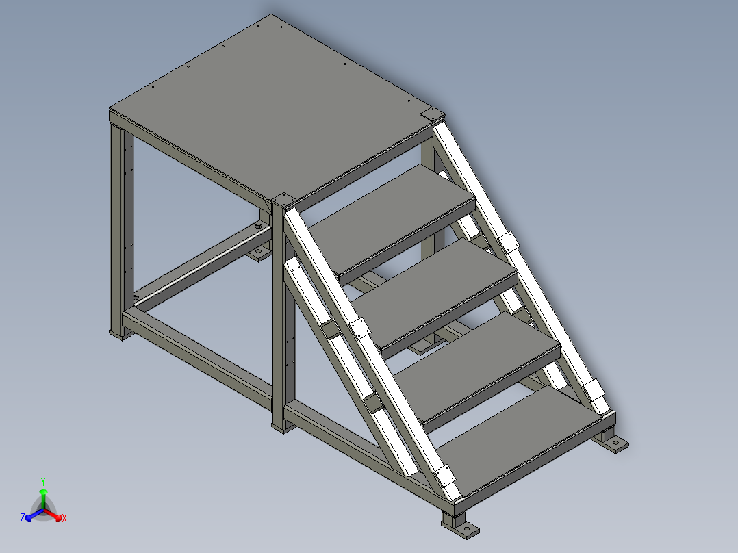 观光走廊梯子1正等轴测图
