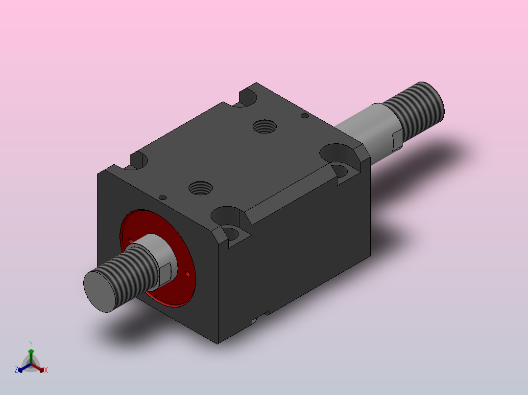 YBG-CS油压侧向双轴配管式薄型缸[YBG-CS63×60W]正等轴测图