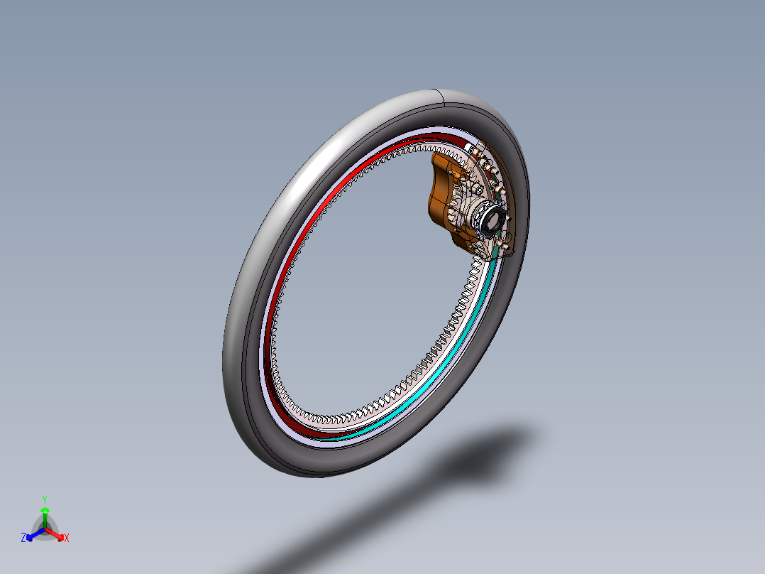 无轮毂自行车车圈正等轴测图