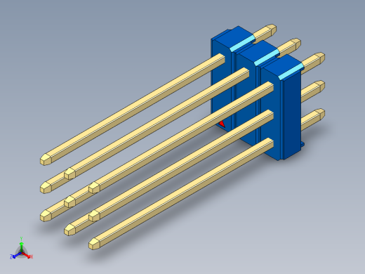 彩色公头100mil（2.54mm）系列-DS1021_blue_3x03p_100mil_Type19_rev1.0正等轴测缩略图