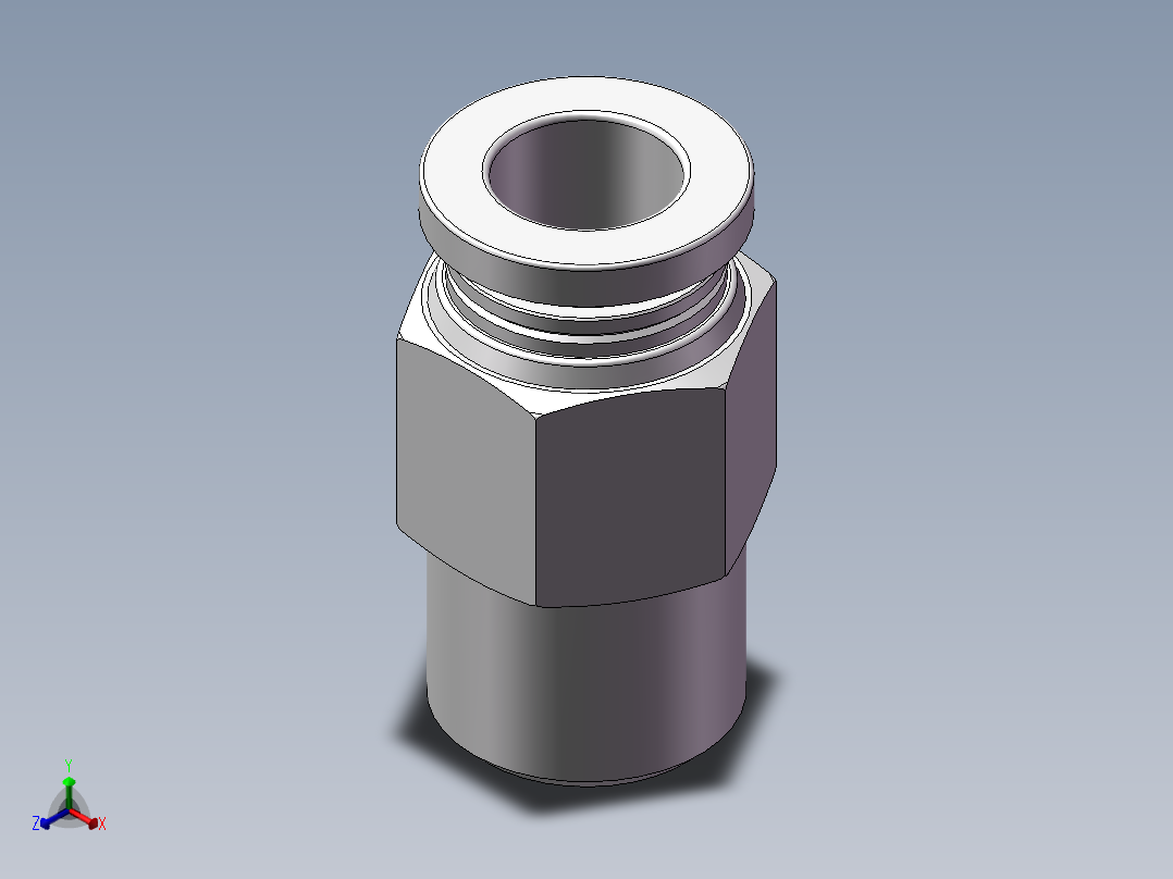 螺纹直通APC8-02（2分8厘）正等轴测图