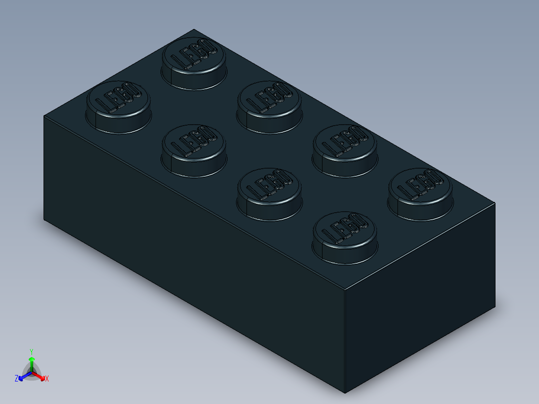 乐高套装 4421基本积木-300126 Black Brick 2 x 4.STEP正等轴测图