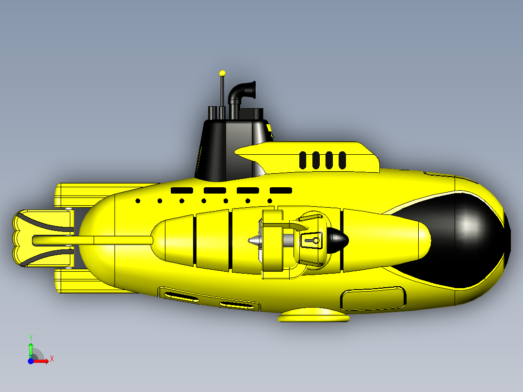 黄色小潜水艇模型前视图