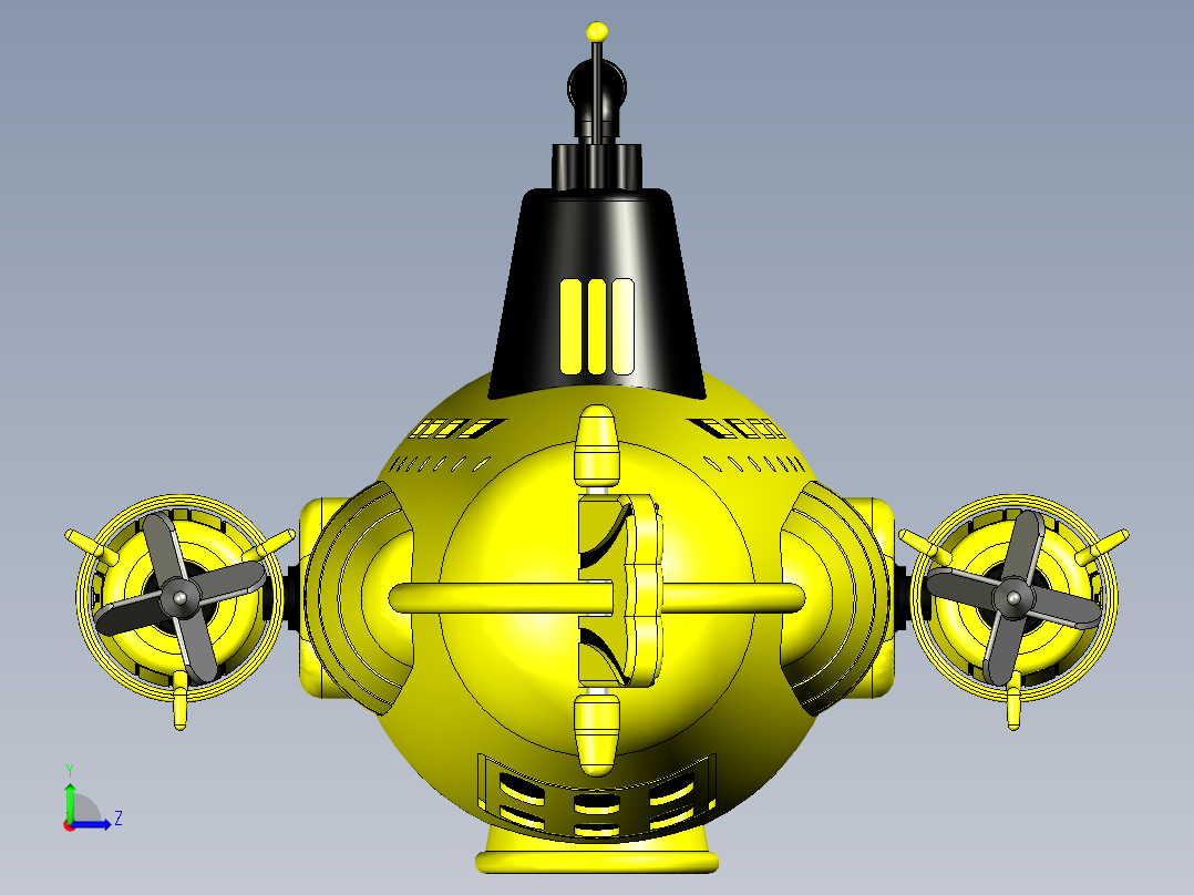 黄色小潜水艇模型左视图