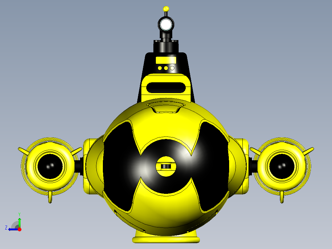 黄色小潜水艇模型右视图