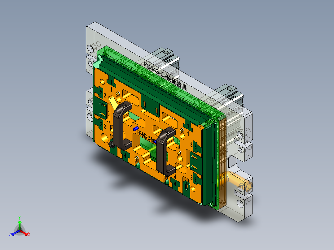 FS443-C笔记本CNC工装夹具三维模型-验证治具正等轴测图