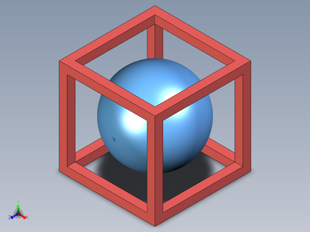 盒子+球正等轴测图