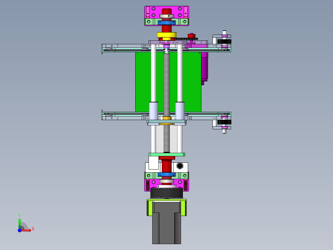 宽度可调-360度翻转-上下同步驱动-PCB板输送装置前视图