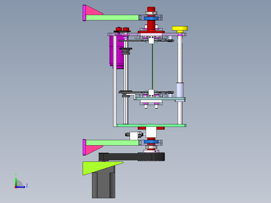 宽度可调-360度翻转-上下同步驱动-PCB板输送装置左视图