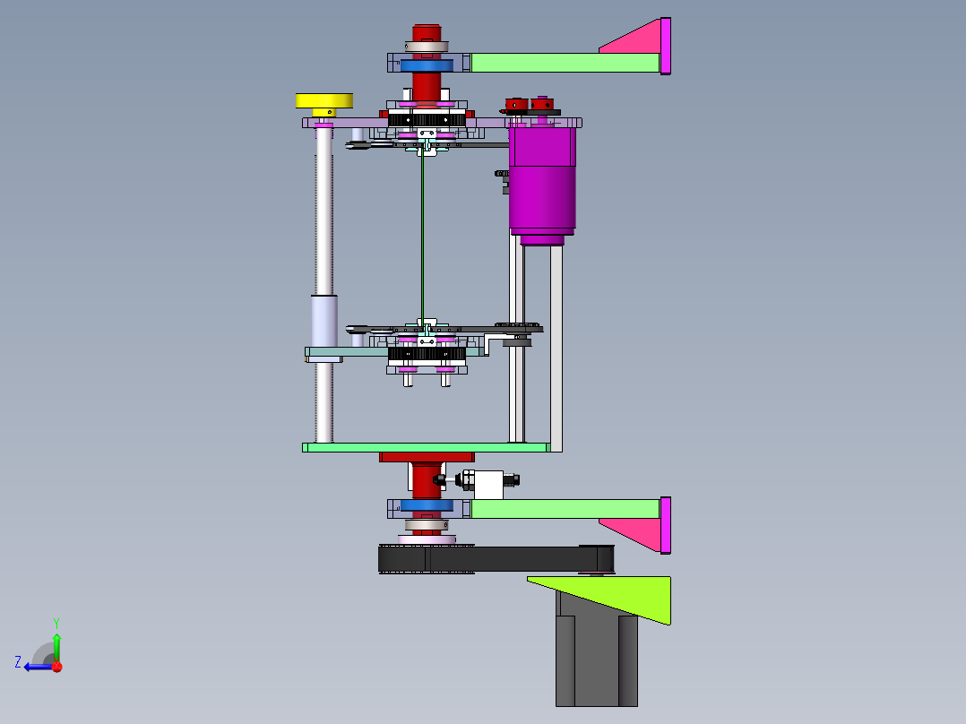 宽度可调-360度翻转-上下同步驱动-PCB板输送装置右视图