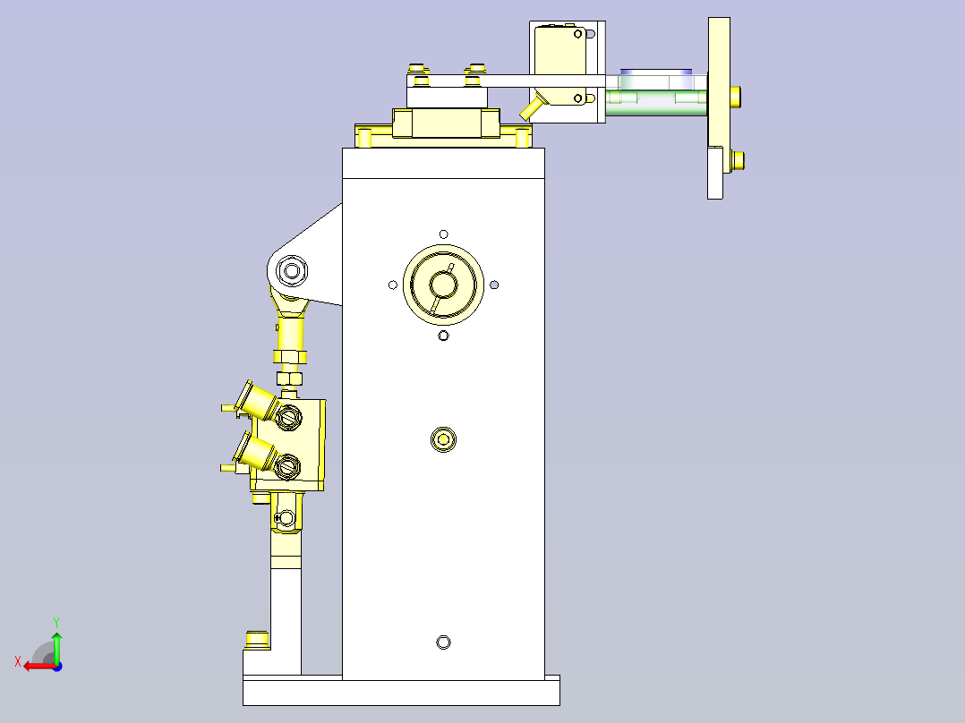 一种连杆挡块机构3D图模型后视图