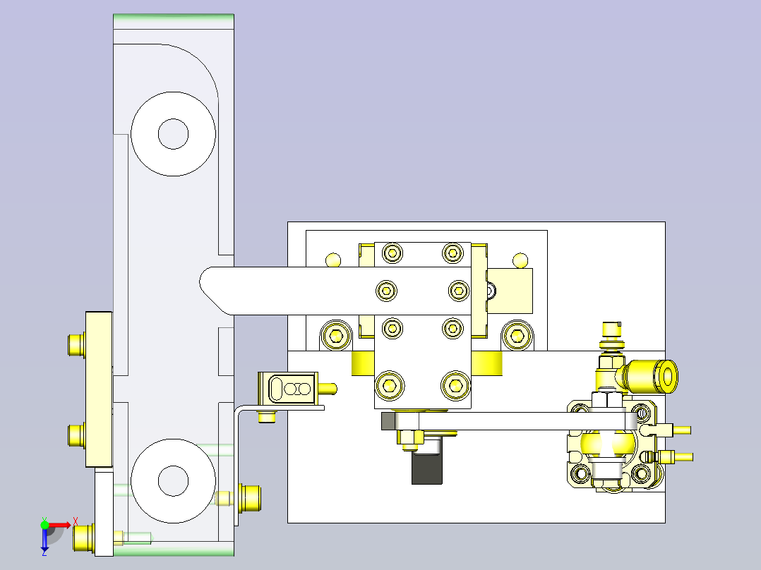 一种连杆挡块机构3D图模型俯视图