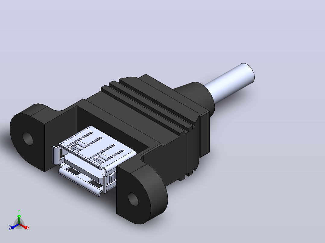 USB A型面板安装件正等轴测图