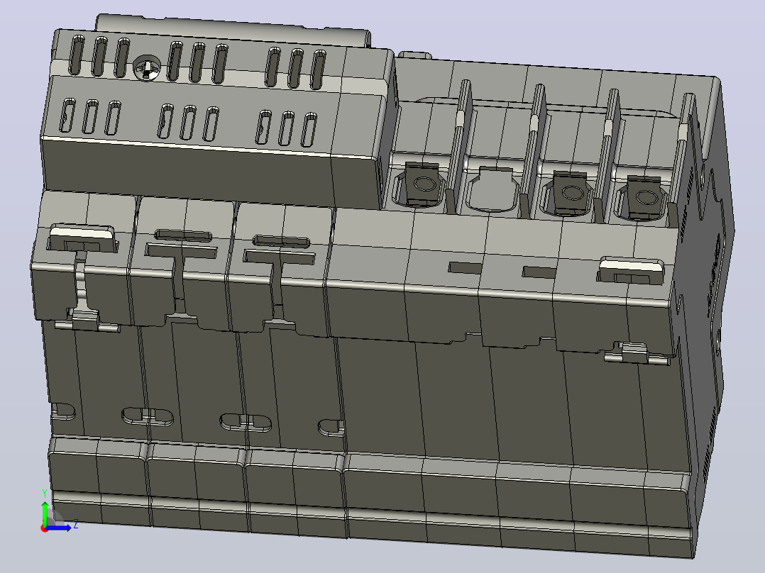 NXBLE-63E 3PN剩余电流动作断路器三维模型202404 (1)左视图
