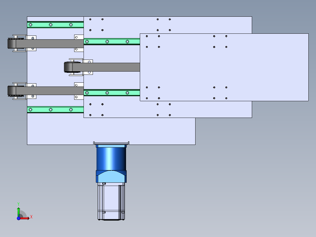 三级伸缩货叉sw17可编辑前视图