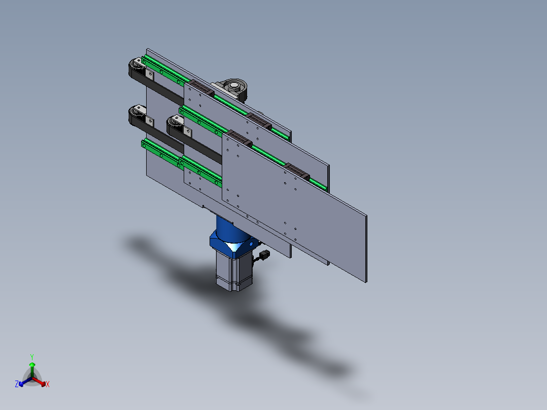 三级伸缩货叉sw17可编辑正等轴测图