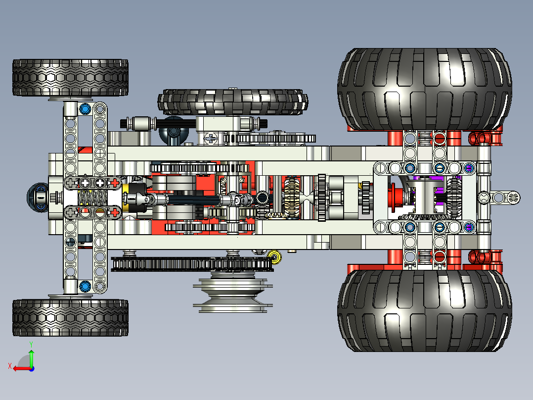 lego-old-tractor拖拉机拼装玩具模型3D图纸 STP格式(1)后视图