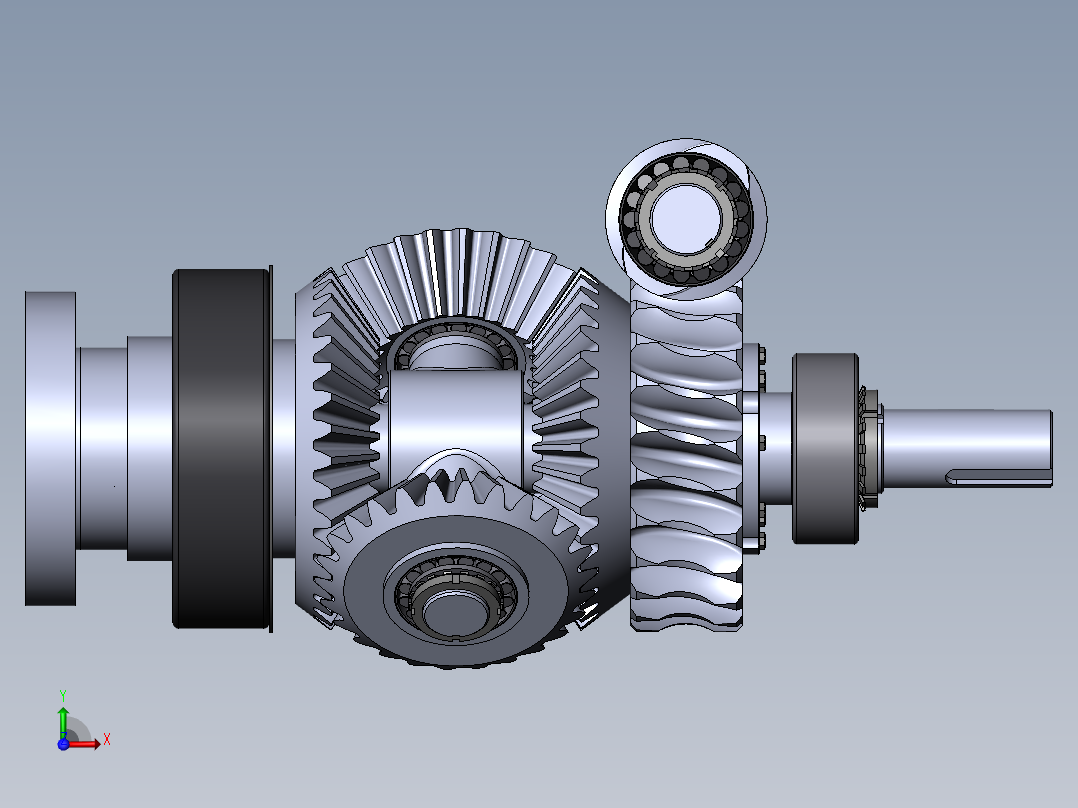 差速器式蜗轮蜗杆减速器3D模型图纸 Solidworks设计前视图