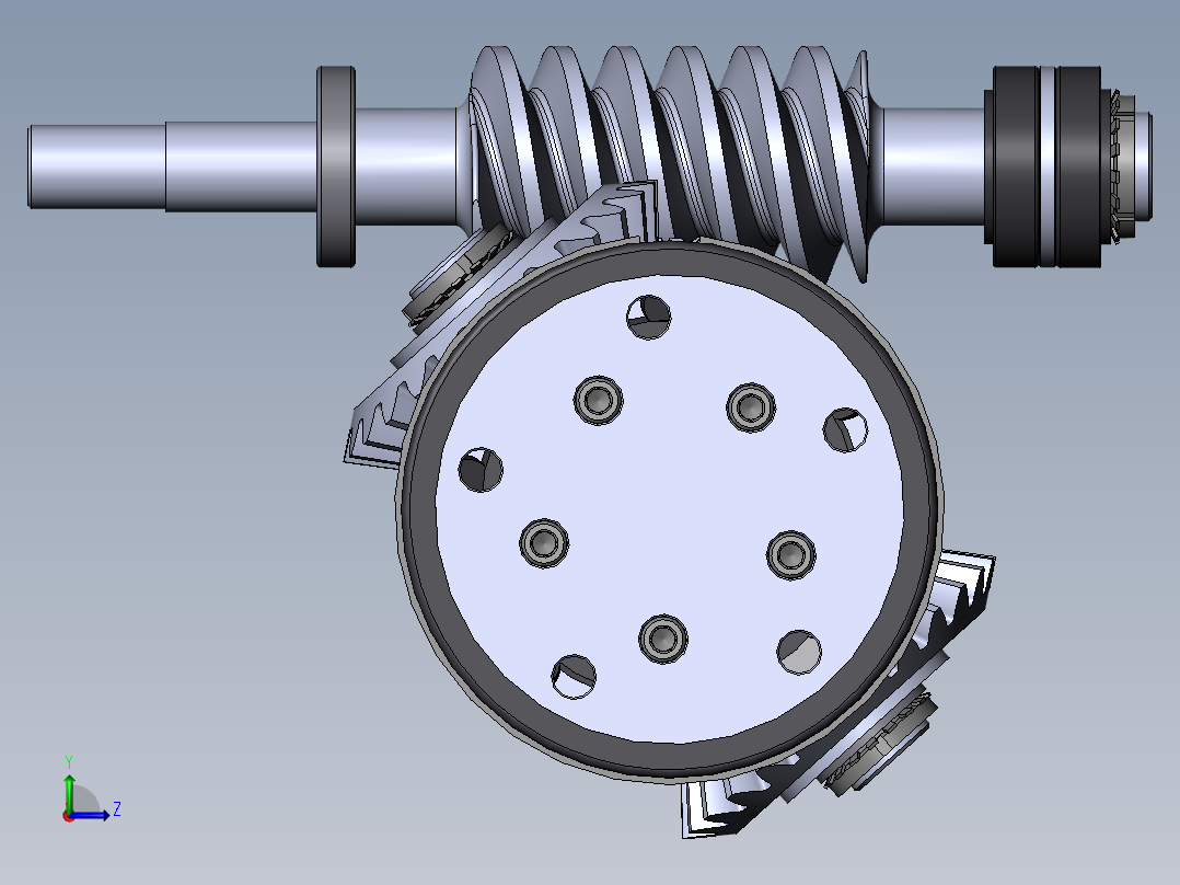 差速器式蜗轮蜗杆减速器3D模型图纸 Solidworks设计左视图