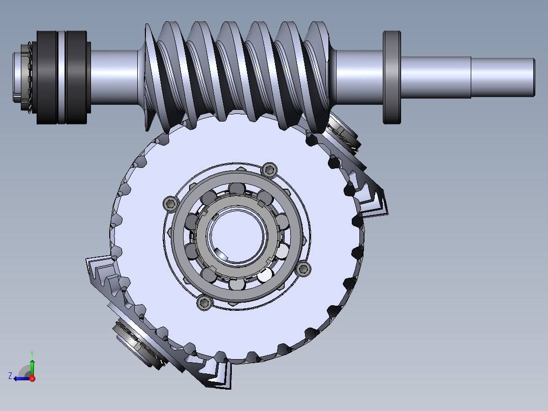 差速器式蜗轮蜗杆减速器3D模型图纸 Solidworks设计右视图