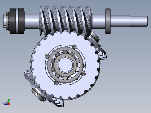 差速器式蜗轮蜗杆减速器3D模型图纸 Solidworks设计右视缩略图