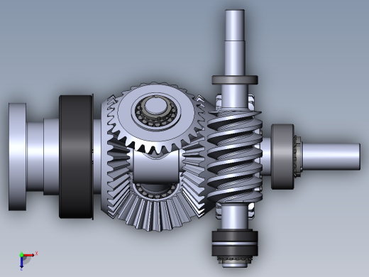 差速器式蜗轮蜗杆减速器3D模型图纸 Solidworks设计俯视缩略图