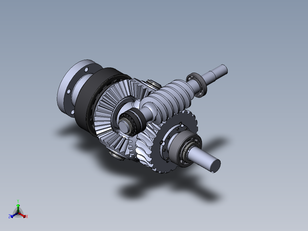 差速器式蜗轮蜗杆减速器3D模型图纸 Solidworks设计正等轴测图