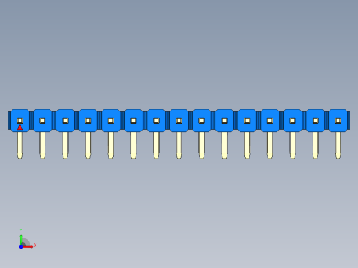 彩色公排针 100mil 2.54mm 系列-DS1022_blue_1x15p_100mil_TypeD_rev1.0前视缩略图