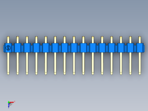 彩色公排针 100mil 2.54mm 系列-DS1022_blue_1x15p_100mil_TypeD_rev1.0俯视缩略图
