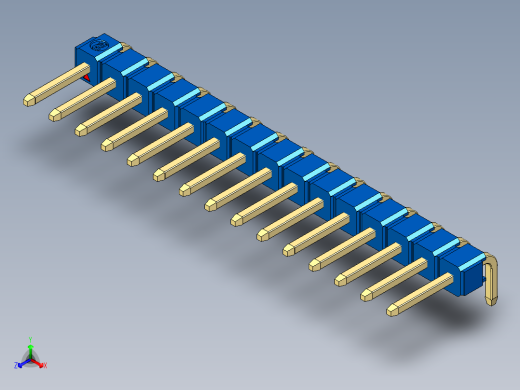 彩色公排针 100mil 2.54mm 系列-DS1022_blue_1x15p_100mil_TypeD_rev1.0正等轴测缩略图