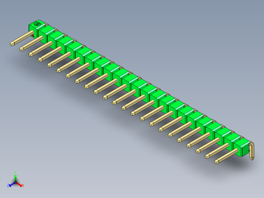 彩色公排针 100mil 2.54mm 系列-DS1022_green_1x23p_100mil_TypeD_rev1.0