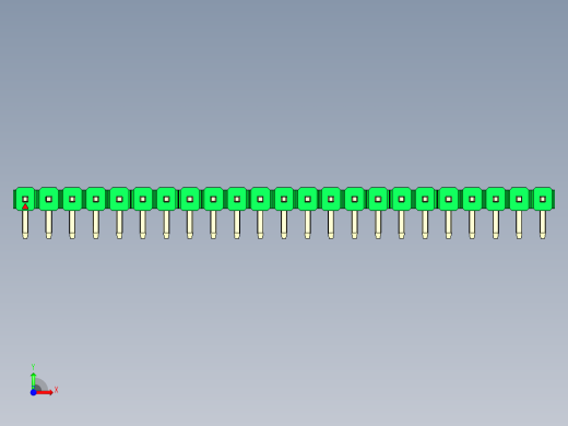 彩色公排针 100mil 2.54mm 系列-DS1022_green_1x23p_100mil_TypeD_rev1.0前视缩略图