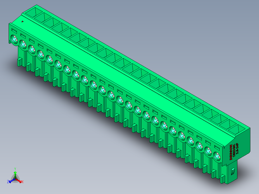 DEGSON 15EDG 系列 3.5mm 插拔式接线端子 FullPack-15EDGK-3.5-24P-14-00AH主视图
