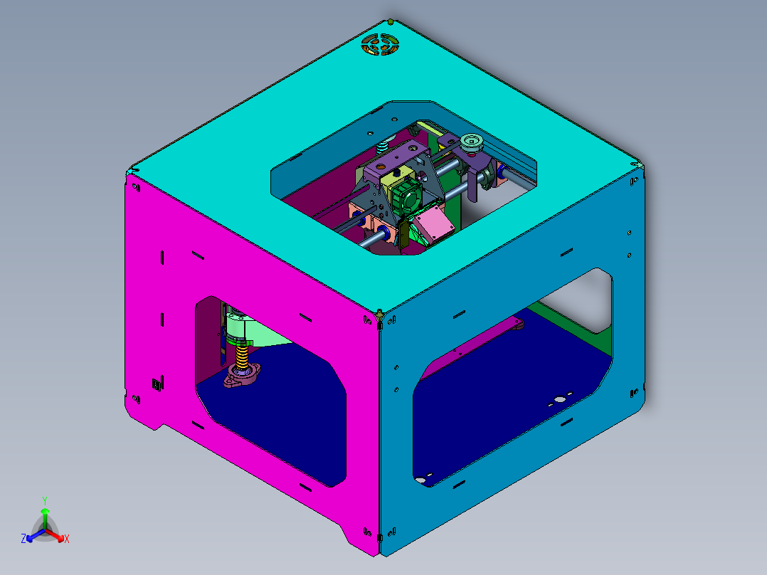 封闭工业级FDM打印机桌面级正等轴测图