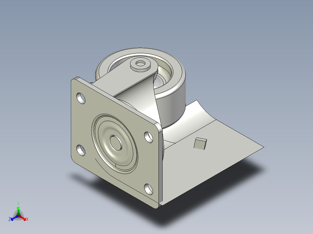 輕荷重腳輪(400N)5582-3D多系列多零件图纸模型主视图