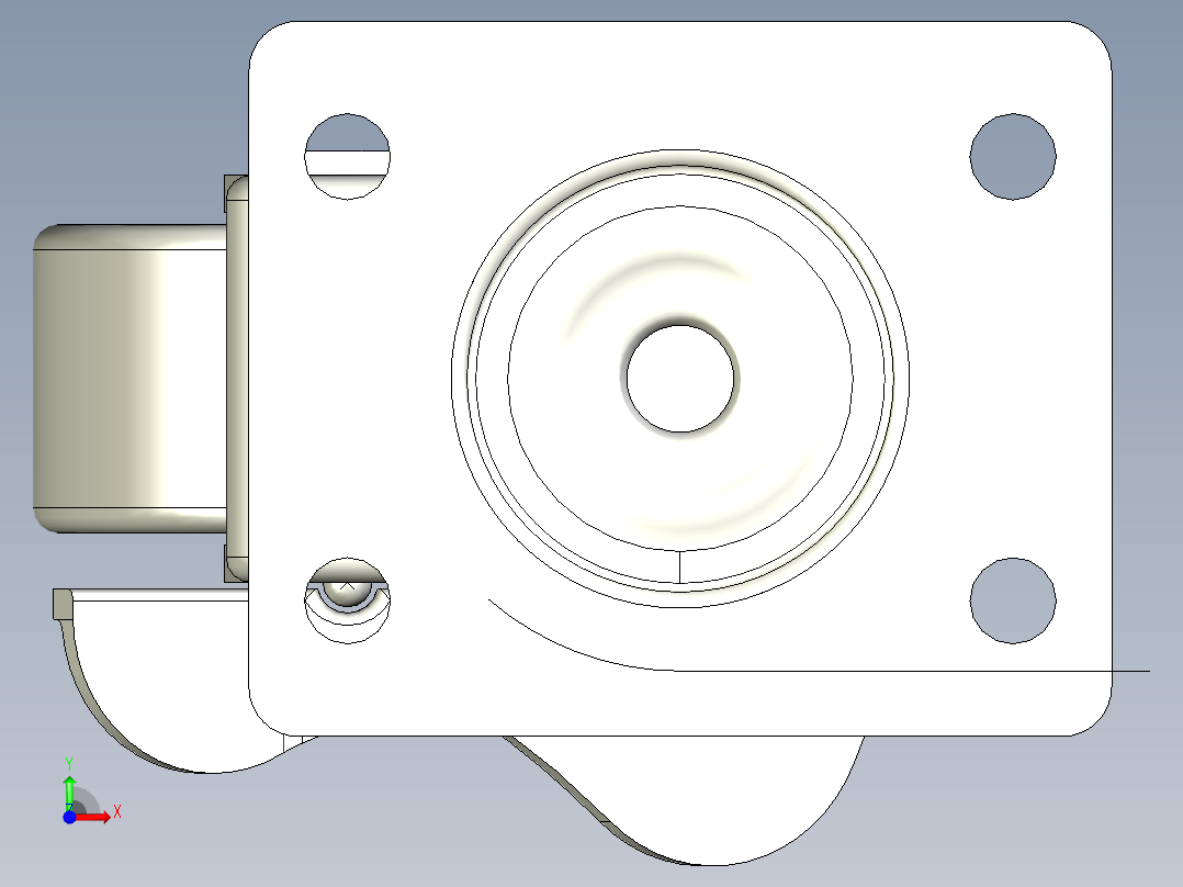 輕荷重腳輪(400N)5582-3D多系列多零件图纸模型前视图